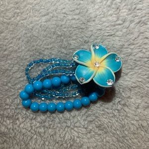 Blue hibiscus bracelet